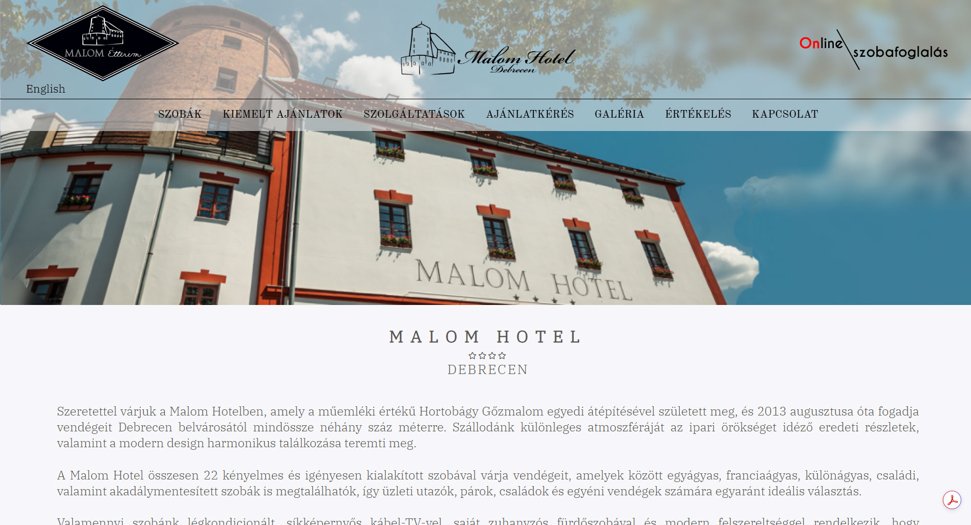 Malomhotel képernyőképe